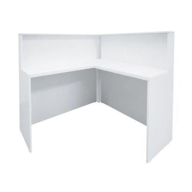 Imagem de Balcão Recepção Atendimento em L com 1 passa fio no tampo Novo - SM Co