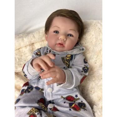 Imagem de Bebê reborn artesanal menino com chupeta e mamadeira - REALISTA PRONTA