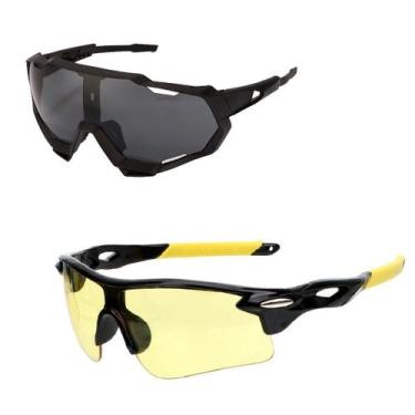 Imagem de Kit 2 Óculos de Sol Esportivo Ciclismo Preto + Visão Noturna - PENDULA