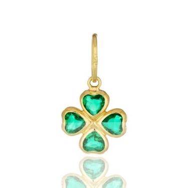 Imagem de Pingente de ouro 18 k Trevo com Pedras . - Elegancy Joias