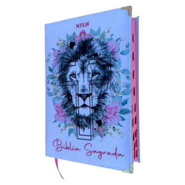 Imagem de Bíblia NTLH Leão branco floral Cp dura - SBB Linguagem simples - CENTR