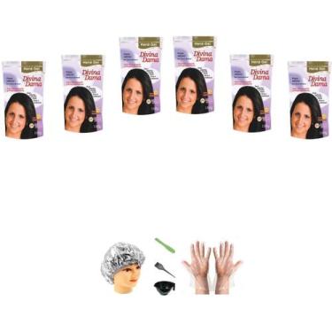 Imagem de Divina Dama Hene em Gel Preto Medio 06x180gr Jaborandi Pouch + Kit Inc