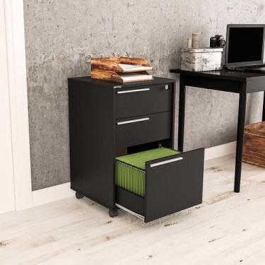 Imagem de Gaveteiro Maia 3 gavetas (1 para pastas suspensas) Preto Politorno, Pr