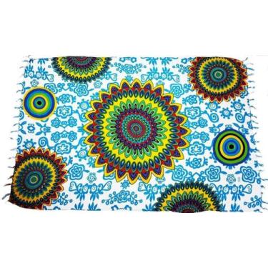 Imagem de Canga de Praia Indiana Mandala - Verde - Besakih, Azul celeste
