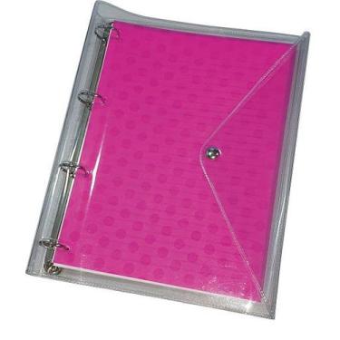 Imagem de Caderno Fichário Argolado Univ. PVC Poá 96 Fls + 6 Div - ACP,  Rosa