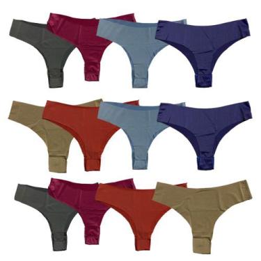 Imagem de Kit 12 Calcinhas Fio Dental Fristyle Em Microfibra Sem Costura Adulto 