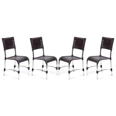 Imagem de Kit 4 Cadeiras Fibra Sintética Varanda Jardim Pedra Ferro - UMA BOX