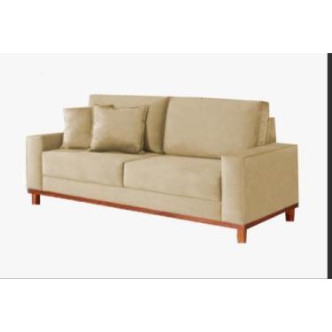 Imagem de Sofá 4 Lugares Grecia Pé Madeira Tecido Linho  - aifos estofados, bege