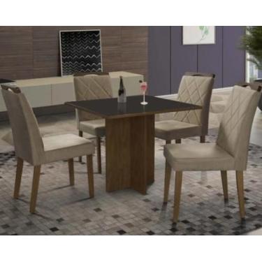 Imagem de Mesa de Jantar Los Angeles 90x90cm com 4 Cadeiras Minas Plac, tampo pr