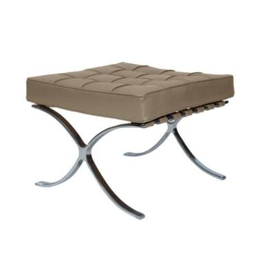 Imagem de Banqueta Barcelona Base Inox Couro Natural Legitimo - Decorato, Marfim