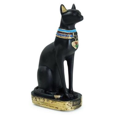 Imagem de Estatueta Gato Egipcio Bastet Sentado Grande Deus da Fertilidade Egito