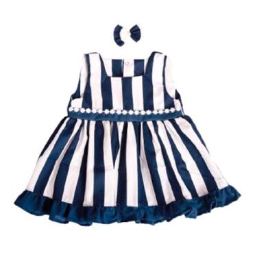 Imagem de Vestido Infantil  Para Bebê Menina Listrado 02 Peças Roupas de Bebê  1