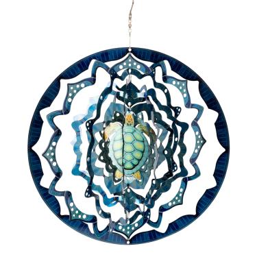 Imagem de Decoração de jardim VP Home Mandala Turtle Cinética 3D Metal Outdoor Wind Spinner