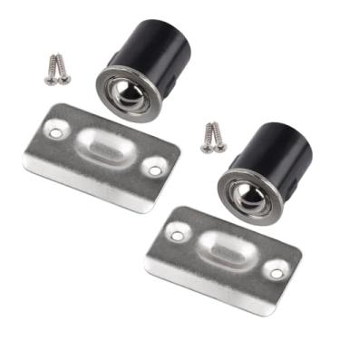 Imagem de HOMOTEK Pacote com 2 unidades de captura de bola com placa de ataque para portas de armário, níquel acetinado, 33/16 polegadas x 3 cm, bola de tensão ajustável