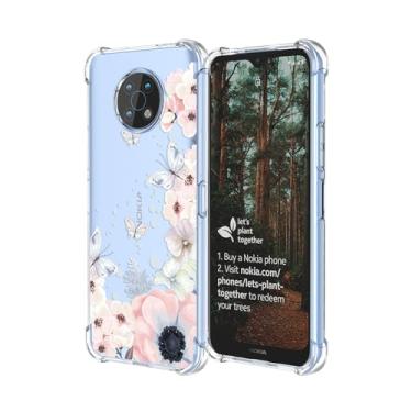 Imagem de RRXSYXL Capa para Nokia G50 Nokia G50 Capa de telefone fofa rosa transparente estampa estética design macio TPU protetor feminino feminino feminino capa de telefone para Nokia G50 (flores