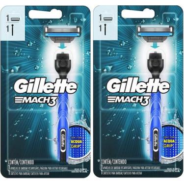 Imagem de Kit 2 Aparelho de Barbear Gillette Mach3 Acqua-Grip +2 Refil