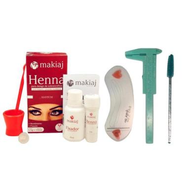 Imagem de Henna Makiaj Sobrancelha Kit Designer Paquímetro Escova Moldes Profiss