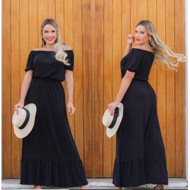 Imagem de Vestido Longo Festa Babado Ciganinha Ombro A Ombro - Luh May, G, Preto
