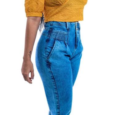 Imagem de Calça Jeans Slouchy Alta Sem Elastano  - RESTRITO JEANS, 36, Azul escu