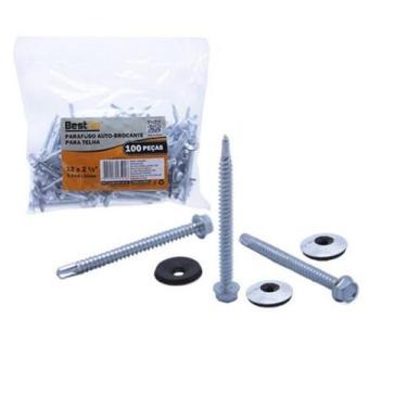 Imagem de Parafuso Auto-Brocante Telhas 2.1/2" - 64 mm. Pct 100 pçs - Bestfer