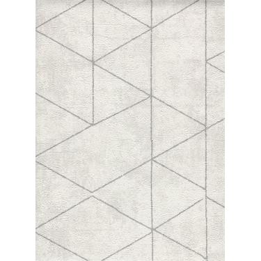 Imagem de Papel de parede vinilico, cimento queimado com geometria na cor gelo e