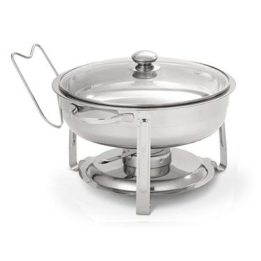 Imagem de Rechaud Redondo 3,5 L Inox Banho Maria Tampa Vidro e Suporte - Ipe Coz