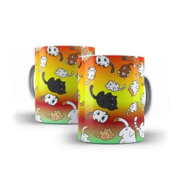 Imagem de Xícara Branca Porcelana Decorada Gato 325ml + Caixinha - RYLLO, Cor 43