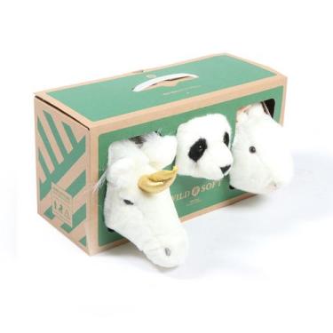 Imagem de Kit com 3 Mini Cabeças de Pelúcia de Parede   Lovely Box  Wild & Soft