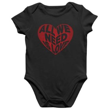 Imagem de Body Bebê Algodão All We Need Is Love - Foca na Moda, Preto, M