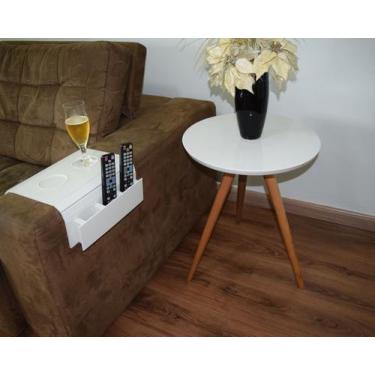 Imagem de Mesa Lateral Tampo Laqueado Para Sala Tampo 50 cm Tripé Pés Palito - l