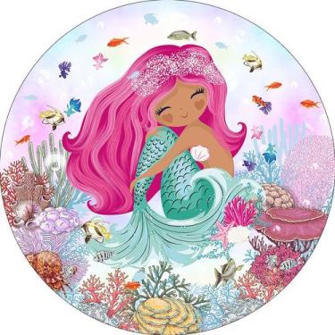 Imagem de Painel De Festa Redondo 1,50x1,50 - Sereia Fundo do Mar Corais 013 - V