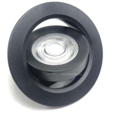 Imagem de Kit 5 Spot Preto Redondo 5w Embutir Luz Amarela e Branca - Kian