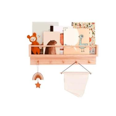 Imagem de Prateleira Flutuante, Nicho Cabideiro De Madeira, Infantil - Curumim K