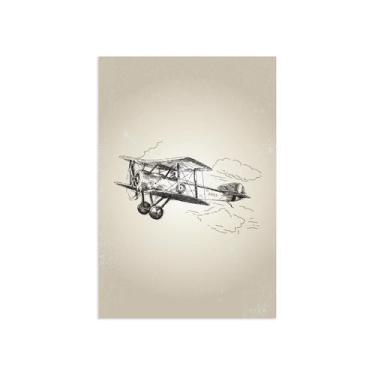 Imagem de Placa Decorativa Vintage MDF Avião 20x30cm - Quartinhos