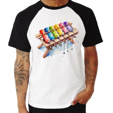 Imagem de Camiseta Raglan Xilofone - Foca na Moda, Branco, Preto, G