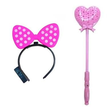 Imagem de Conjunto de Acessórios Infantis, Arquinho de Orelhas e Varinha Mágica 