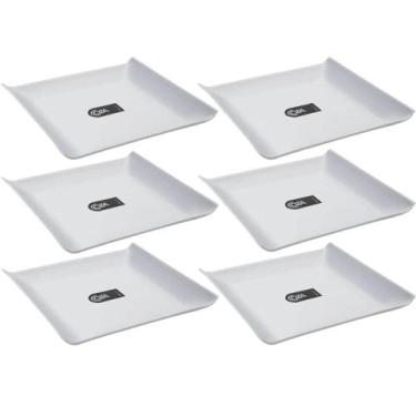 Imagem de Kit 6 Pratos 16cm Quadrados Coza Cosy Servir Frutas Sorvete