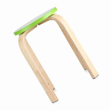 Imagem de BANCO DE EMPILHAMENTO DE MADEIRA CURVADO ANTIDERRAPANTE COR DE DOCES MÓVEIS PARA CASA DECORAÇÃO DE QUARTO DE CRIANÇAS (Verde)