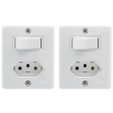 Imagem de 2 Conjunto Interruptor + 1 Tomada 10A Sobrepor Sistema X Box - Kit