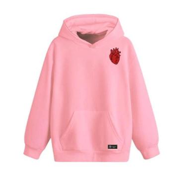 Imagem de Blusão Moletom Canguru Coração Infantil Personalizado com Capuz e Bols