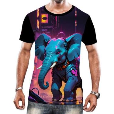 Imagem de Camiseta Camisa Tshirt Animais Cyberpunk Elefantes Safari 3 - Enjoy Sh