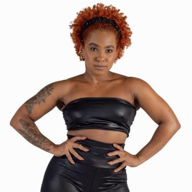 Imagem de Top Faixa Cropped Cirrê Tecido Tecnológico Feminino - Deliriyou, M, Pr
