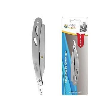 Imagem de Navalhete Profissional Corte Inox NYBC Beauty Prateado Lâmina Descartá