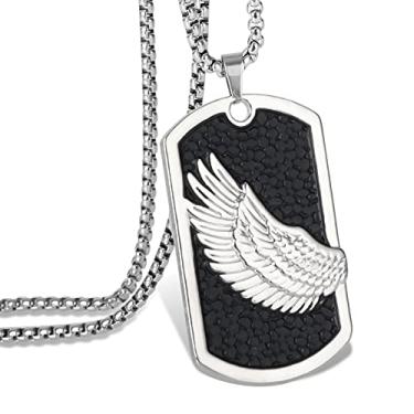 Imagem de Colar com pingente punk hip hop masculino e feminino corrente prata aço inoxidável titânio colar Prata