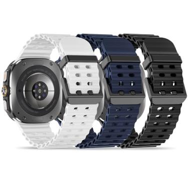 Imagem de Laband Pacote com 3 pulseiras de silicone esportivas macias compatíveis com Samsung Galaxy Watch Ultra de 47 mm, pulseiras de substituição ajustáveis para Galaxy Watch Ultra de 47 mm, femininas e