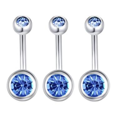 Imagem de Decentraland 3 peças de zircão branco esférico 1,6 mm (14G) piercing de umbigo piercing corporal halteres piercing joias titânio aço cirúrgico aço inoxidável 10 mm, 1.6mm(14G),L-10mm, Aço inoxidável,