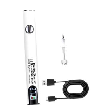 Imagem de Generic Kit de ferro de solda sem fio portátil usb recarregável fácil de usar dispositivo de aquecimento caneta de solda elétrica tensões ajustáveis, Conjunto Branco