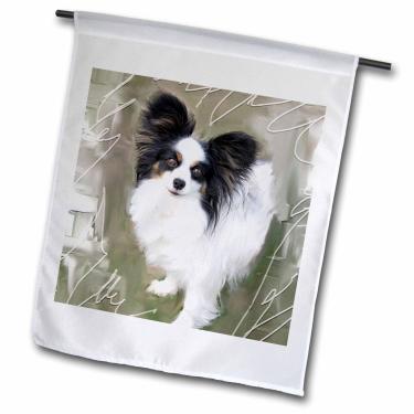 Imagem de 3dRose fl_8334_1 Bandeira de jardim Papillon preto e branco, 30 x 45 cm