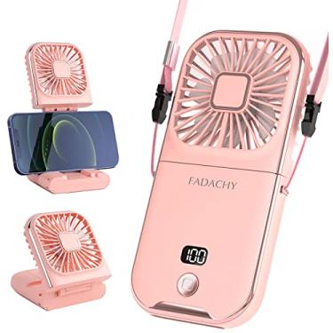 Imagem de FADACHY Ventilador Portátil Recarregável, Mini Ventilador de Mão, Ventilador Pessoal Elétrico 3000Mah Ventilador de Mão Operado Por Bateria com Cordão, Ventilador Pequeno para Mesa (, Rosa)