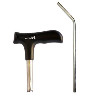 Imagem de CocoDrill Ferramenta abridor de coco + canudo reutilizável - Pacote combinado - Beber aço inoxidável - 1 canudo de metal + limpador - ecológico, seguro, não tóxico